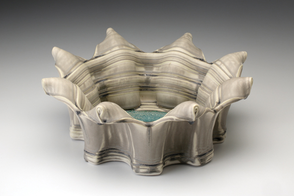 Splash Bowl, 15 in. (38 cm) in diameter, porcelain, fired in oxidation to cone 10, 2014.