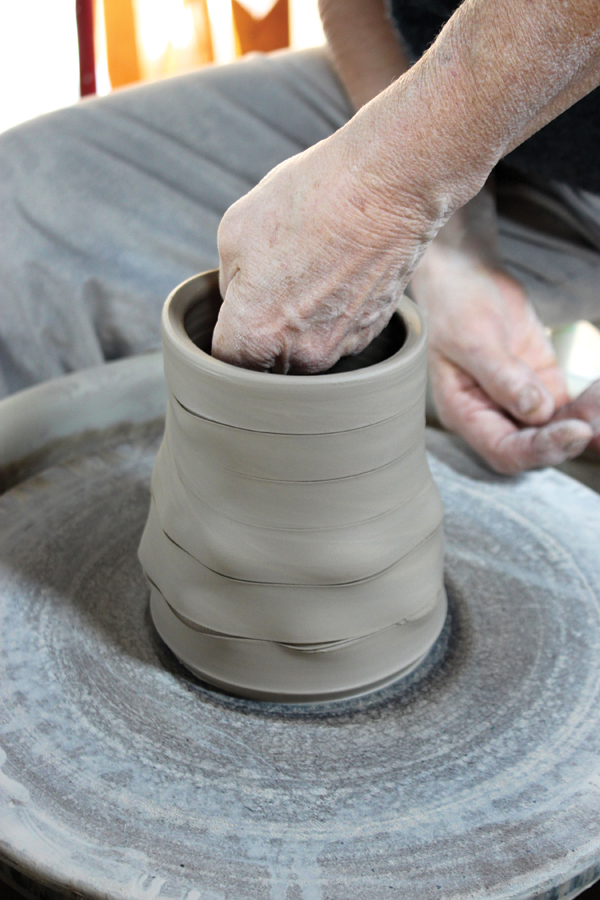 2 Let the form set up, then with your hand on the interior, gently push out with your index finger to ease the splits open.