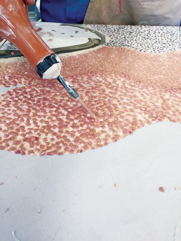 11 Different color dots are added with a slip trailer to create a textured Pointilism effect. 