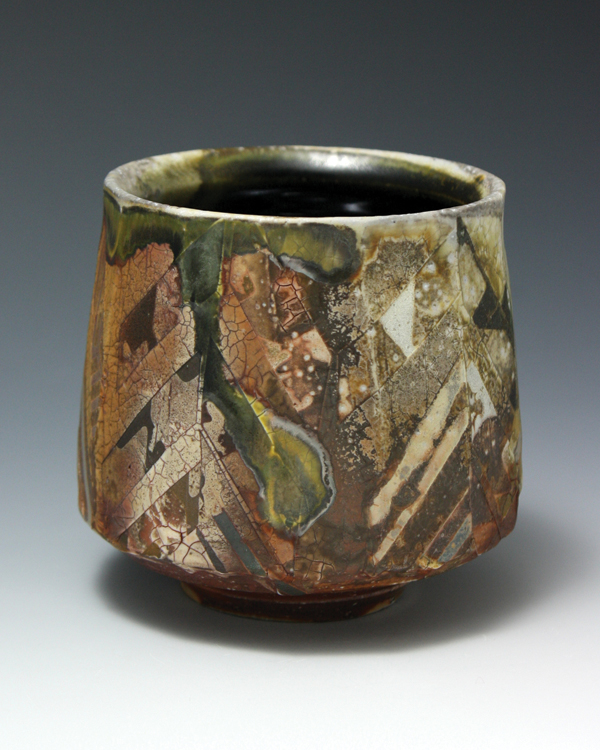 1 Dazzle yunomi, 3¾ in. (10 cm) in height, woodfired stoneware, 2016.