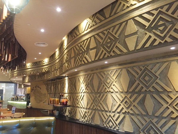 6 Clayworks: Completed design for the Nando’s restaurant at the Shore Waterfront in Malacca, Malaysia. Photo: Designerfinish.com.