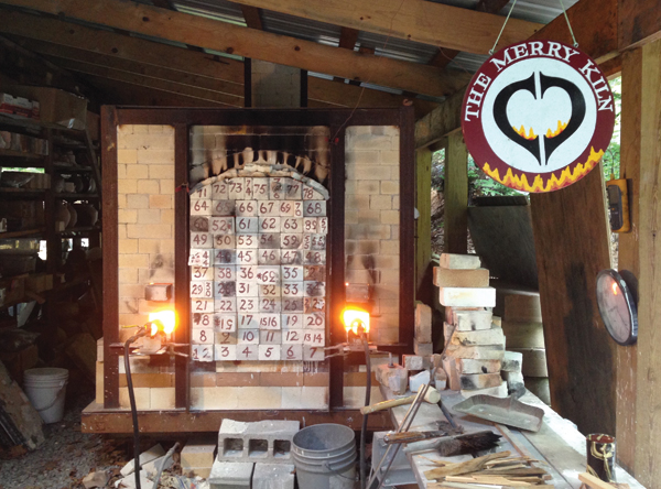 2 The Merry Kiln, a hard-brick, sprung-arch, down-draft propane kiln with four Venturi burners, approximately 36 cubic feet, built in 2010.