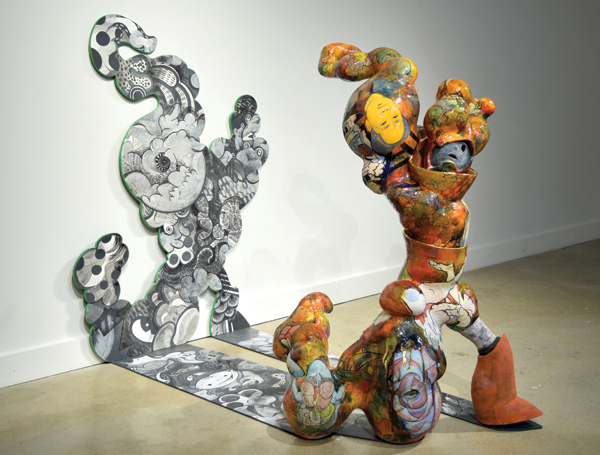2 Beginning of the power (Red), 3½ ft. (1 m) in height, coil-built stoneware, wood, fired to cone 03, 2016. 