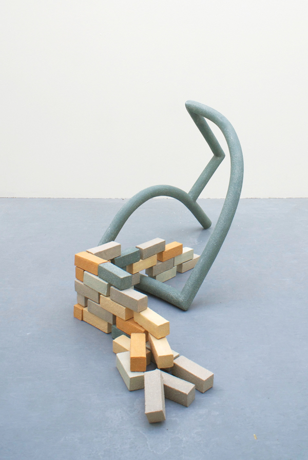 1 Mella Shaw’s Postcard 1, 27½ in. (70 cm) in height, stoneware, porcelain, 2014.