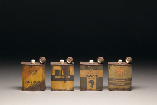 2 Mitchell Spain’s flasks, porcelain, decals.