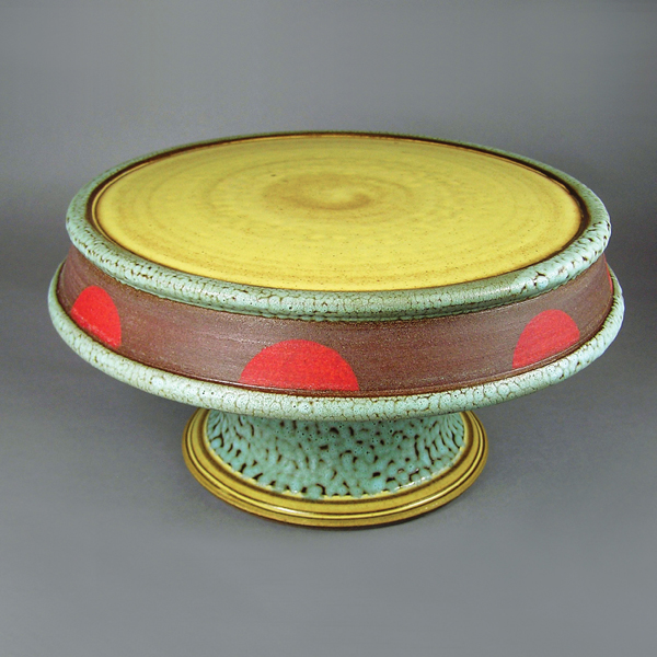 2 Lisa McGrath’s Dotted Cake Plate, stoneware.