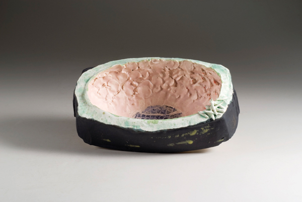 2 John Chalke’s Black Trough of Waves, 8 in. (22 cm) in height, multiple glazes, multi-fired, 2011.