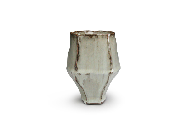  4 Joe Singewald’s five-sided yunomi, 5 in. (13 cm) in height, stoneware, nuka glaze, fired in gas reduction, 2015.