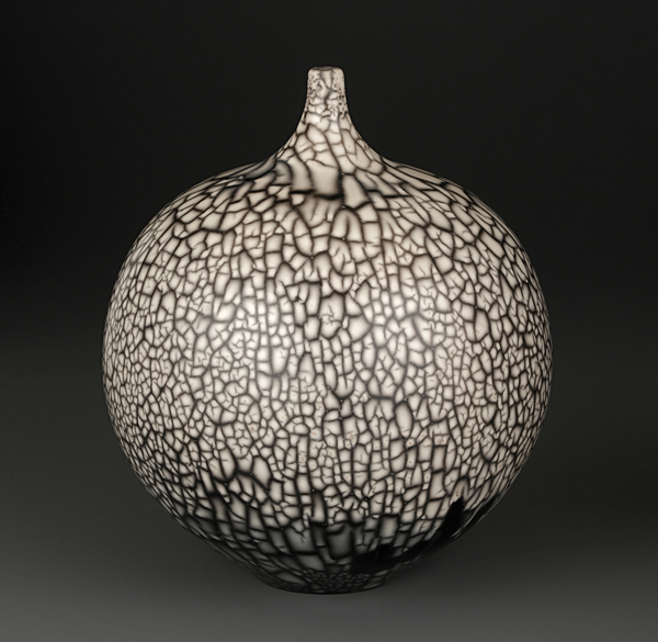 1 Bob Green’s Seed Pot, 6 in. (15 cm) in height, naked raku, 2013.