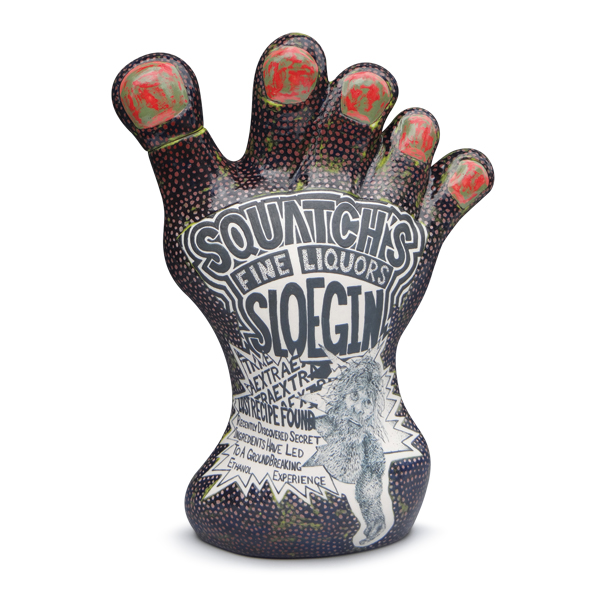 1 Stuart Aspery’s Squatch’s Sloe Gin, 12 in. (30 cm) in height, porcelain, 2014.