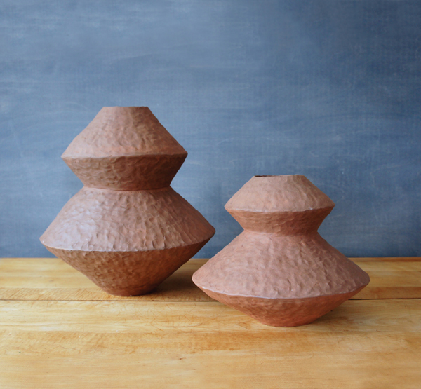 1 Giselle Hicks’ Zig Zag Vases, to 16 in. (41 cm) in height, stoneware, 2014.