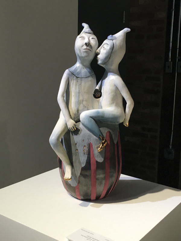 Gunyoung Kim’s Share-able, 17½ in. (44 cm) in height, handbuilt earthenware, terra sigillata, underglaze, glaze, fired to cone 01, luster, 2015.