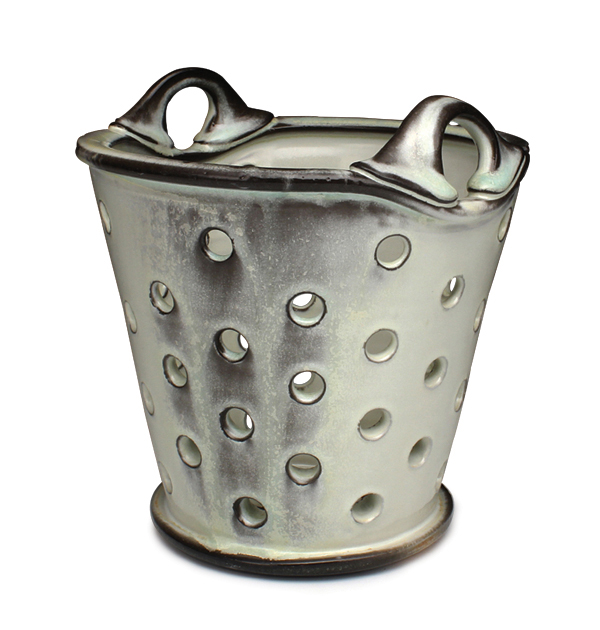 1 Colander, 10¼ in. (26 cm) in height, porcelain, soda-fired to cone 11, 2016. 