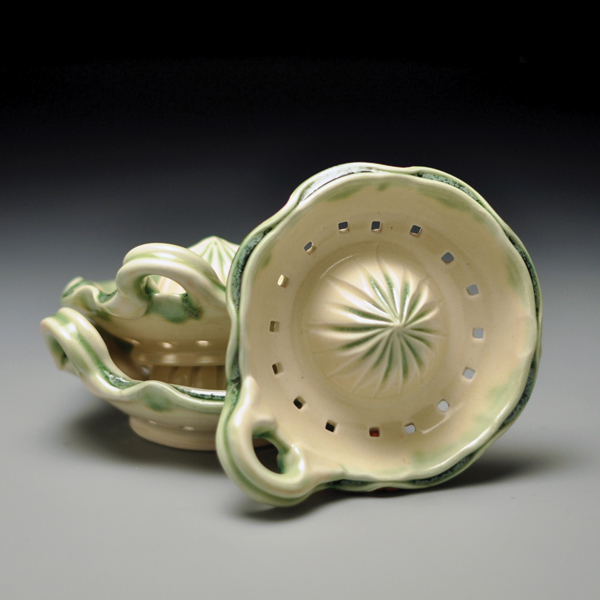3 Lucy Fagella’s citrus juicer, 5 in. (13 cm) in diameter, porcelain, fired to cone 6 in oxidation, 2015.