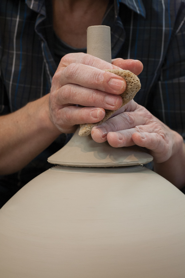 14 Attach the stem to the chalice while it’s still upside down on the bat.