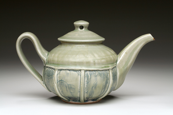 3 Teapot, 10 in. (25 cm) in length, dark stoneware, fired to cone 10 in reduction, 2012.