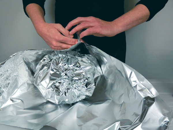 9 Wrap the saggar with three of four layers of foil.