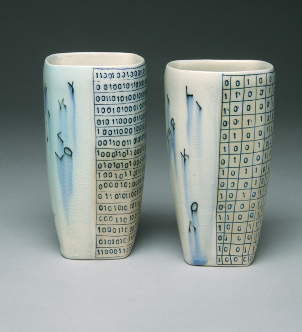 6 Tumblers with numbers and falling letters from the Talking series, 2014.