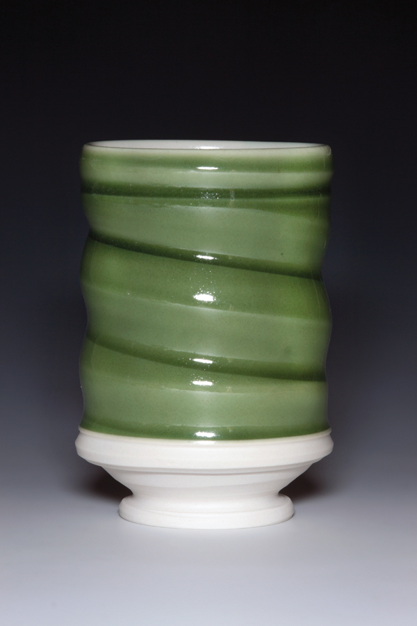 Tumbler, 4.5 in. (11 cm) wheel-thrown porcelain, glaze, fired to cone 9 in oxidation, 2014.