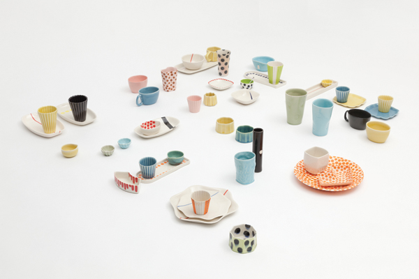Pick Mix/All Sorts Collection, to 9.5 in. (24 cm) in length, porcelain, slip cast from plaster models and molds, underglaze, glaze, various pieces fired in oxidation, wood, and salt kilns to cone 6, 8 and 10, 2014. Photo: Wes Magyar.